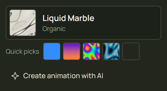 The look slot with the Create animation with AI button under it