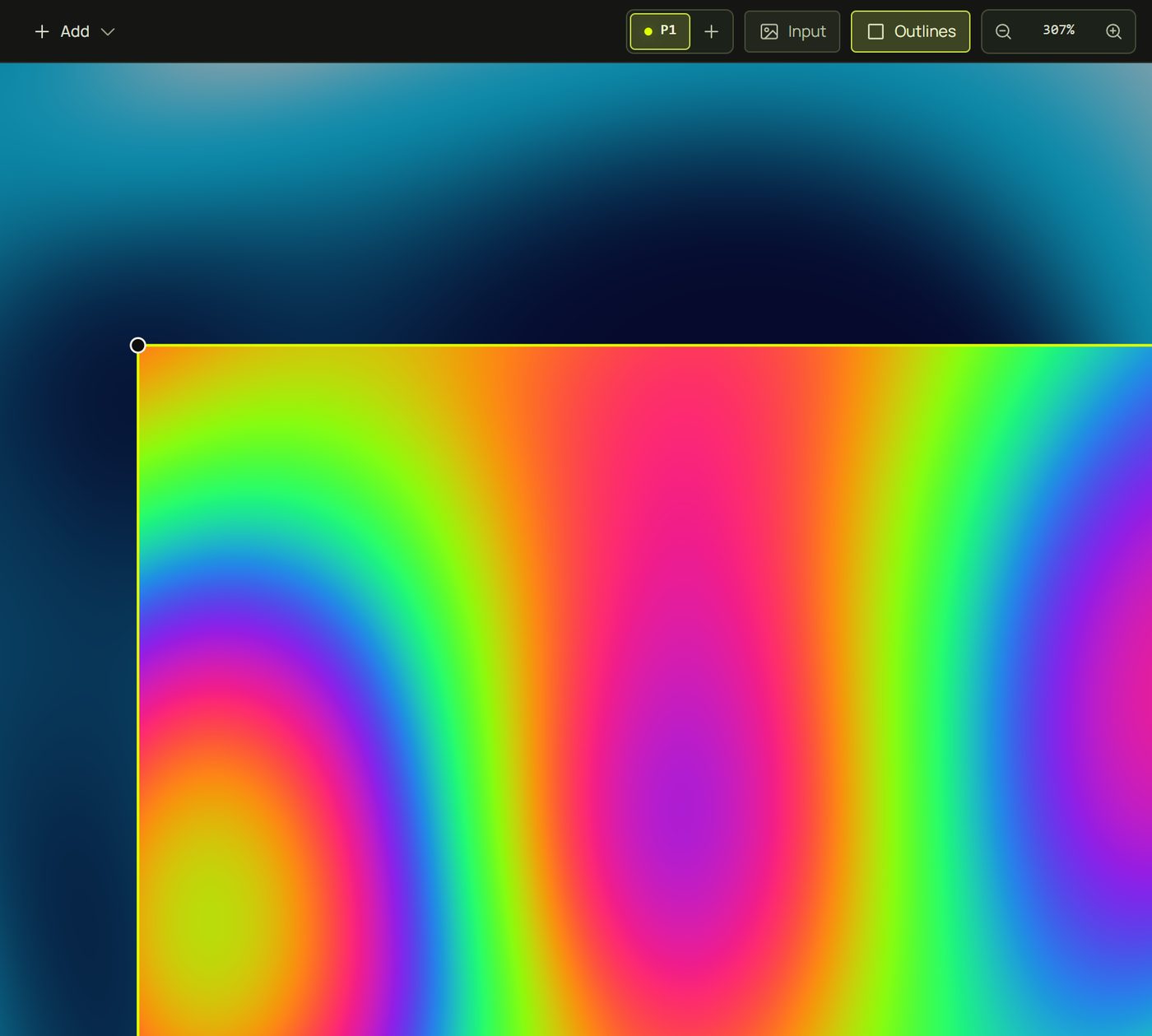 The canvas zoomed in on a surface's corner