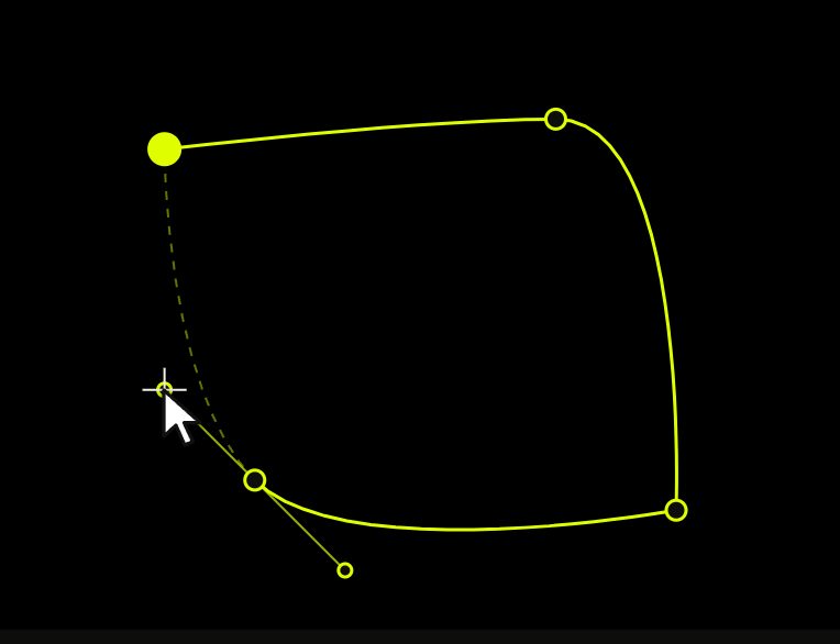 The Pen drawing: two corners, a smooth point and a handle being dragged