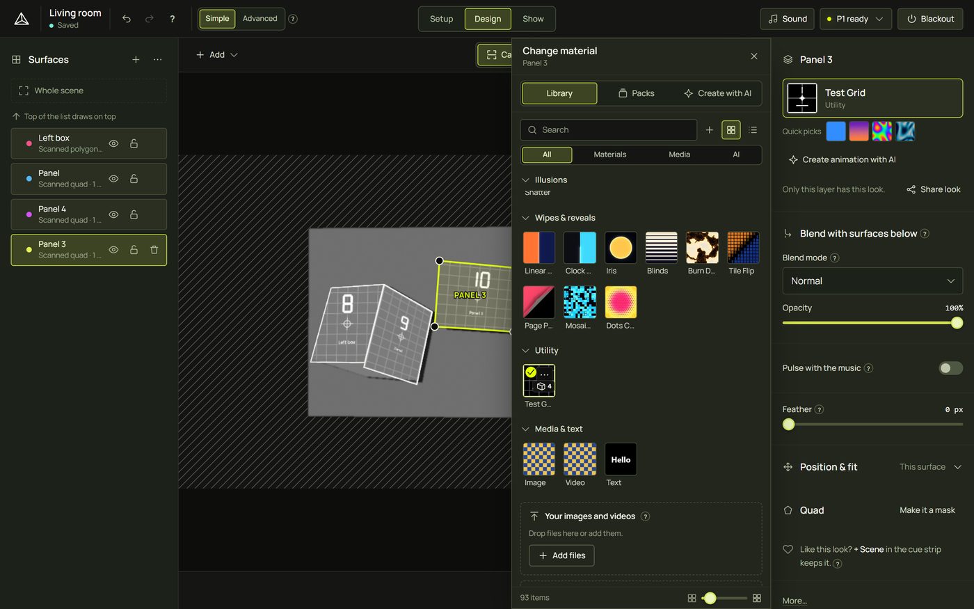 The library of looks opened from the look slot