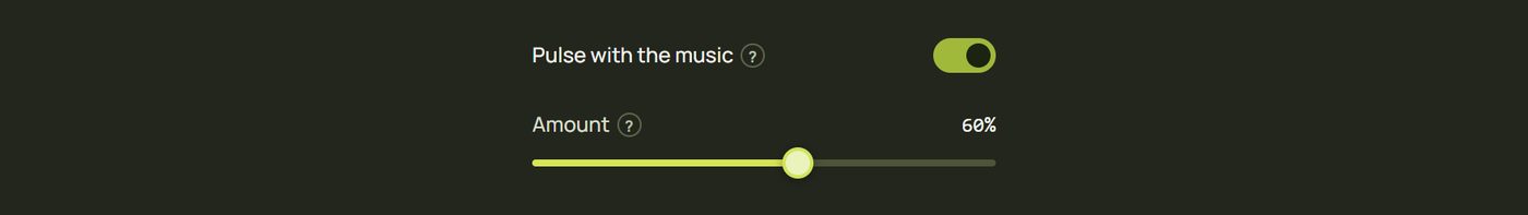Pulse with the music switched on with Amount 60%