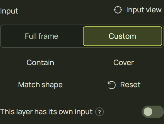 The Input section with Custom on and its presets