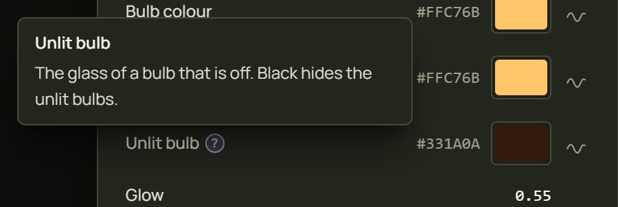 A setting's hint open in the look panel