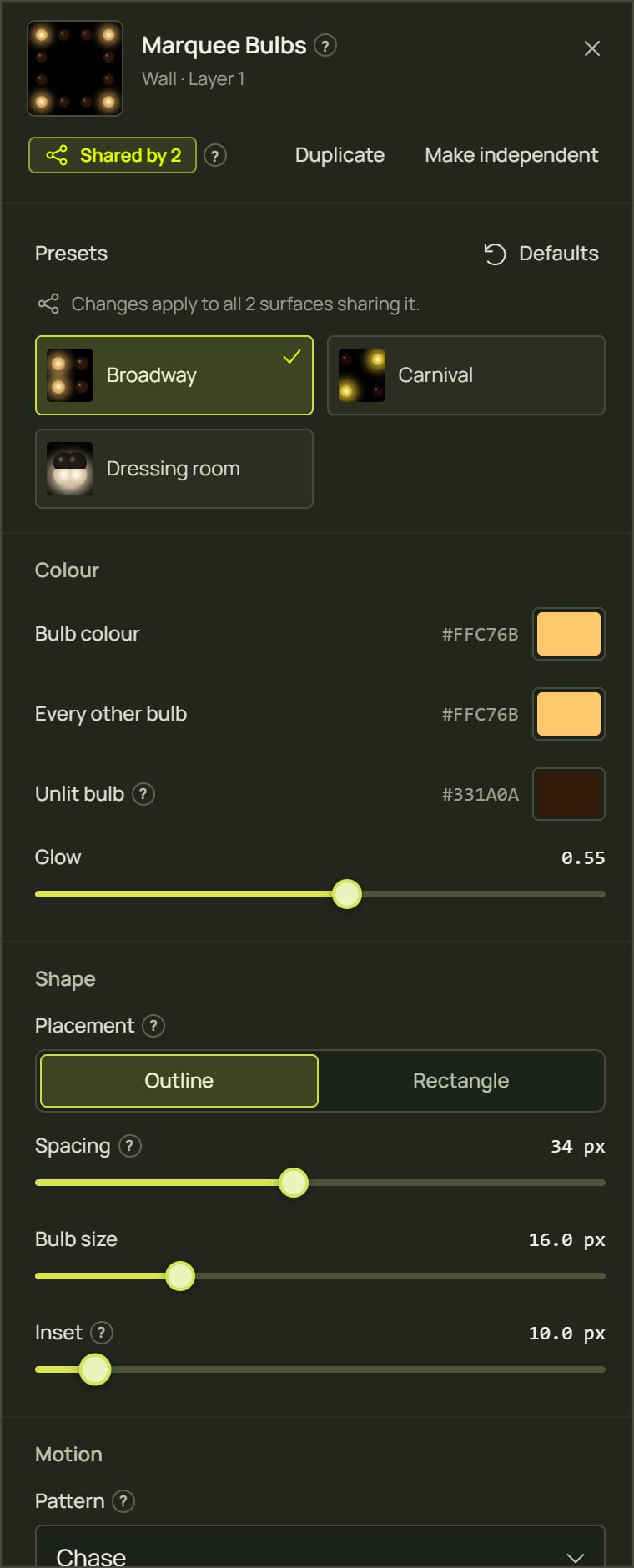 The look panel in Simple mode after clicking More settings