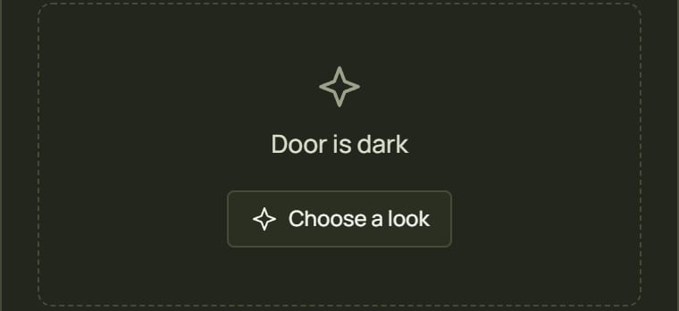 The look panel for a surface with no look: Door is dark, with a Choose a look button