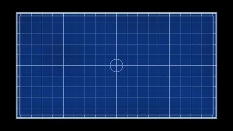 Blueprint: A technical drawing look: fine grid, bright edge outlines, tick marks and a centre mark.