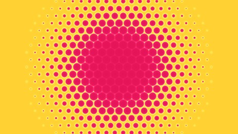Dots Curtain: A grid of polka dots grows from the centre, along a line or at random until they merge, covering or revealing the layers below (after gl-transitions PolkaDotsCurtain by bobylito, MIT).