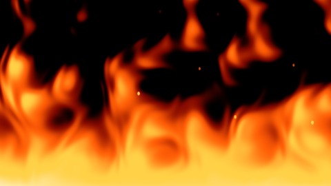 Fire: Flickering flames that rise from the bottom edge of the surface, with drifting embers.