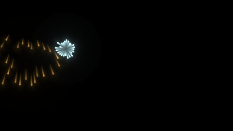 Fireworks: Rockets climb and burst into showers of sparks that trail, fall and twinkle out, and every kick drum can fire an extra burst.