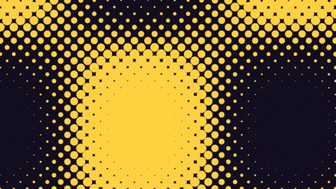 Halftone: A comic-print screen of dots, squares or lines that swell and shrink with moving waves, ripples, clouds or a sweeping gradient.