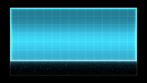 Hologram: A scan beam materialises the surface as a translucent hologram with scanlines, a glowing outline, flicker and glitching slices, then dematerialises it.