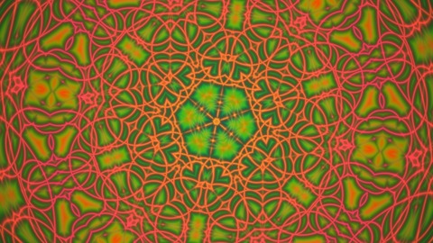 Kaleidoscope: Jewel-like geometry mirrored into a kaleidoscope, endlessly folding, turning and changing colour.