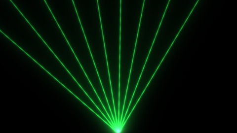 Laser Fan: Thin laser beams fan out from a point and swing, spin or scissor across the surface like a club laser, see-through between the beams.