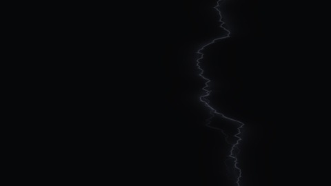 Lightning: Jagged lightning bolts with forking branches strike at random moments, flickering and lighting the whole surface, see-through between strikes.