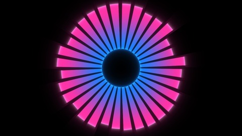 Radial Spectrum: A circular equaliser: bars, flower petals or a glowing ring round a centre stretch with the music from the bass to the treble, mirrored and slowly turning.