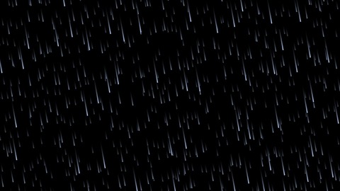 Rain: Rain streaks falling in three layers of depth and slanting with the wind, see-through between the drops so it can pour over any other layer.
