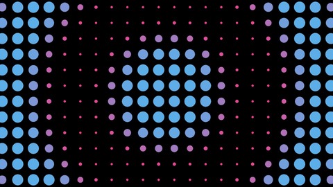 Shape Grid: A grid of circles, squares, triangles, crosses or diamonds that pulse, spin or flip over like cards as waves roll across them.