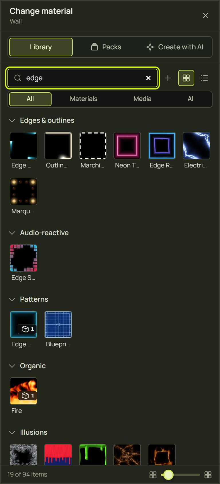 The library showing the results of a search for edge