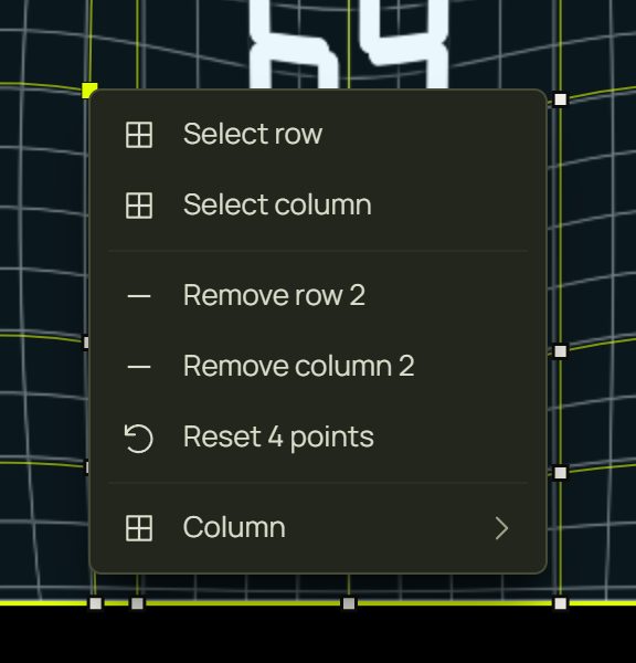 The right-click menu of a mesh point