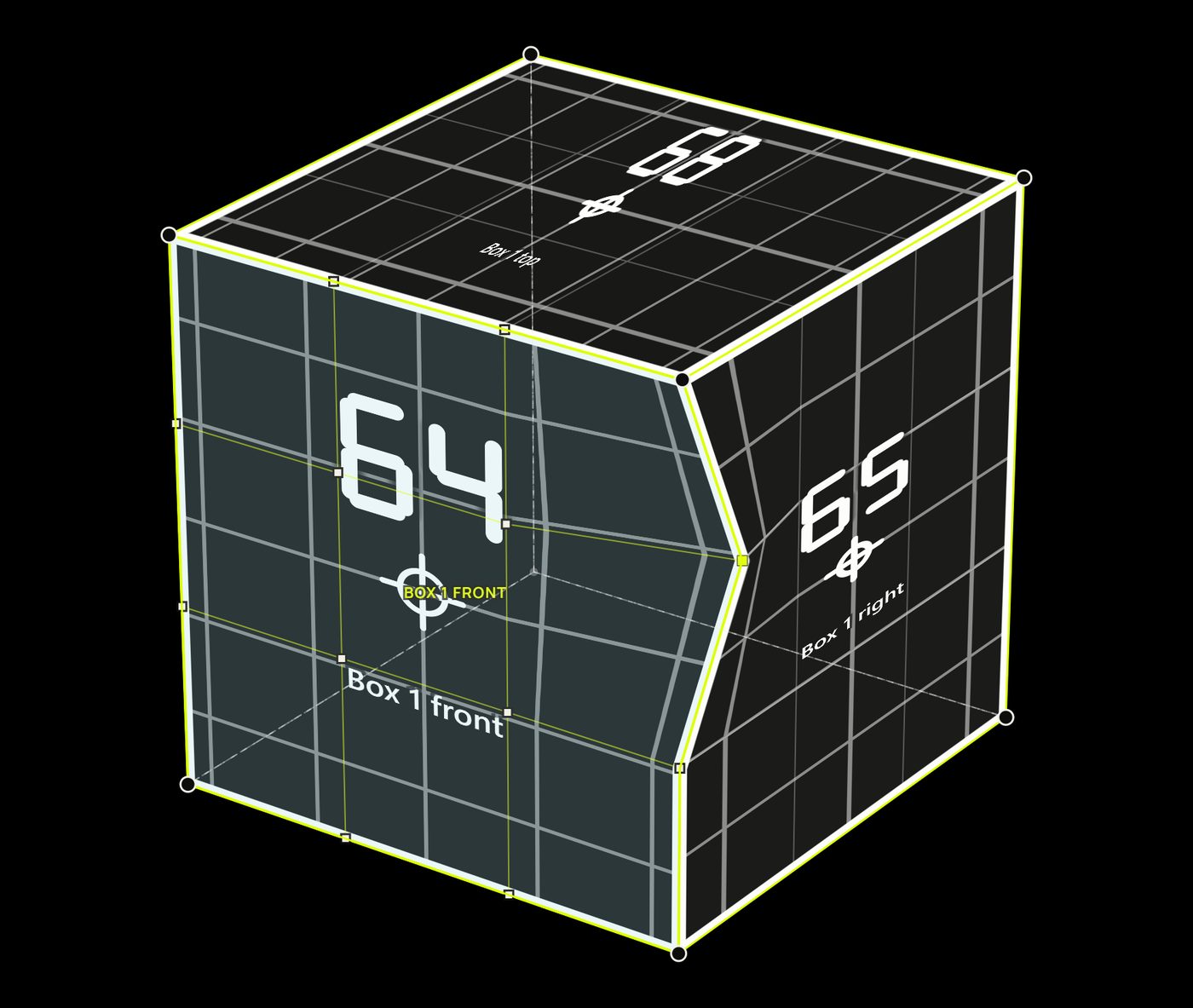A box whose front and right faces bend together along their shared edge