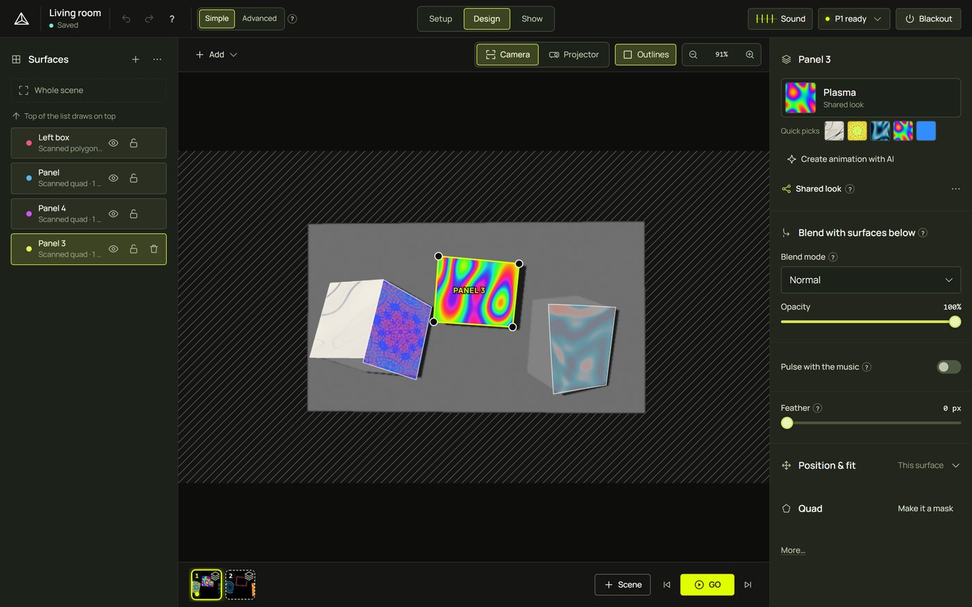 Design in Simple mode with a surface selected