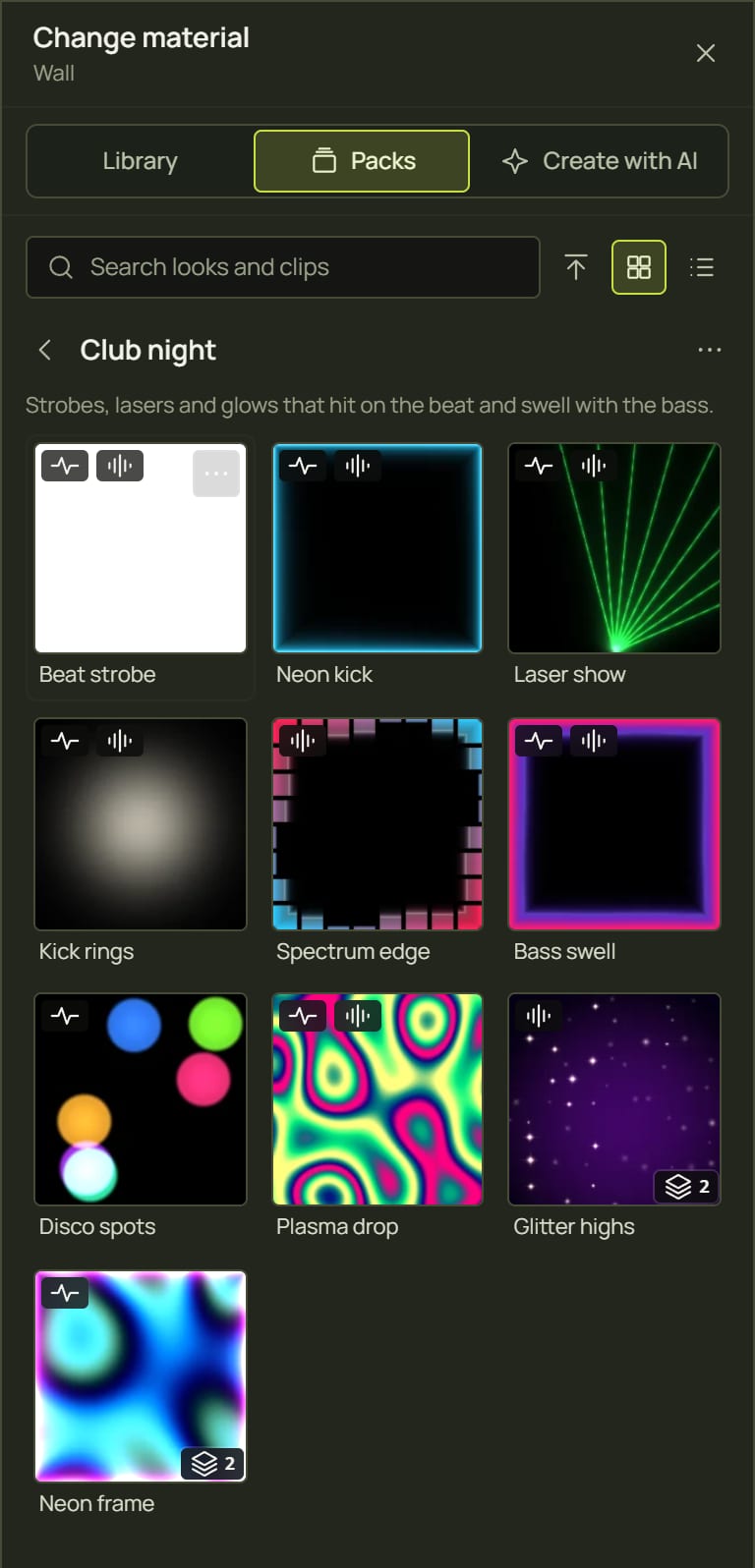 The Club night pack open, showing its ten looks
