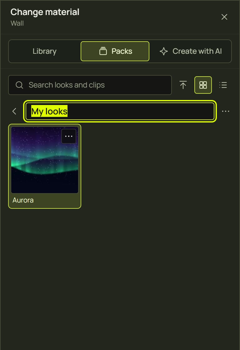 The new pack open in the library with its name being typed