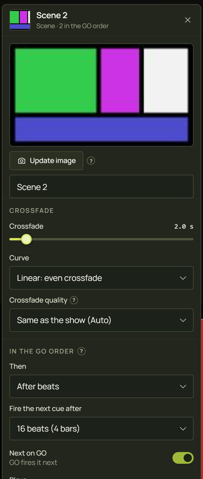 The top of the options panel