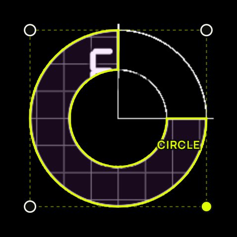 A circle made into a ring with a quarter missing