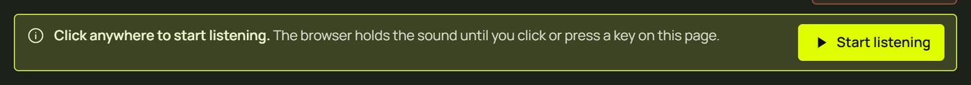 Click anywhere to start listening, with Start listening