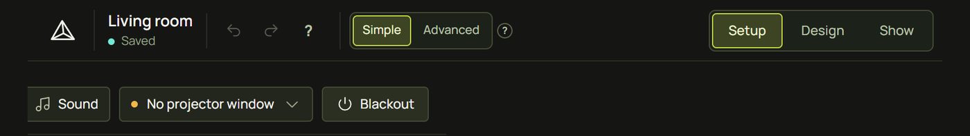 The top bar of a project in Simple mode